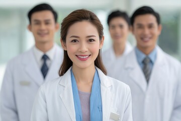 Fototapeta premium Smiling Doctor Leading Medical Team at Hospital for Healthcare