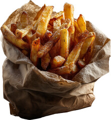 Golden French Fries in Paper Pouch