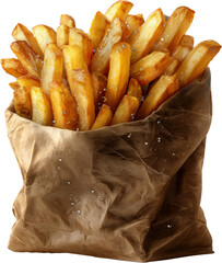 Golden French Fries in Paper Pouch