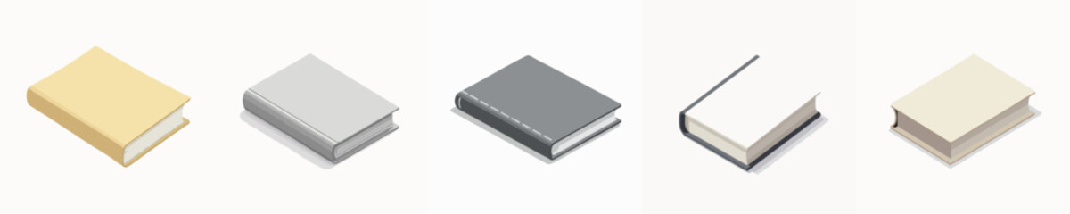 Minimalist Closed Book Illustrations Set - Colorful Flat Design for Educational