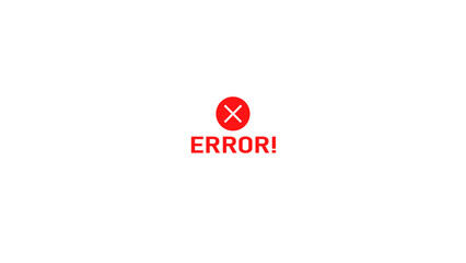Minimalist red error message on white background indicating system failure or technical problem a clear digital concept