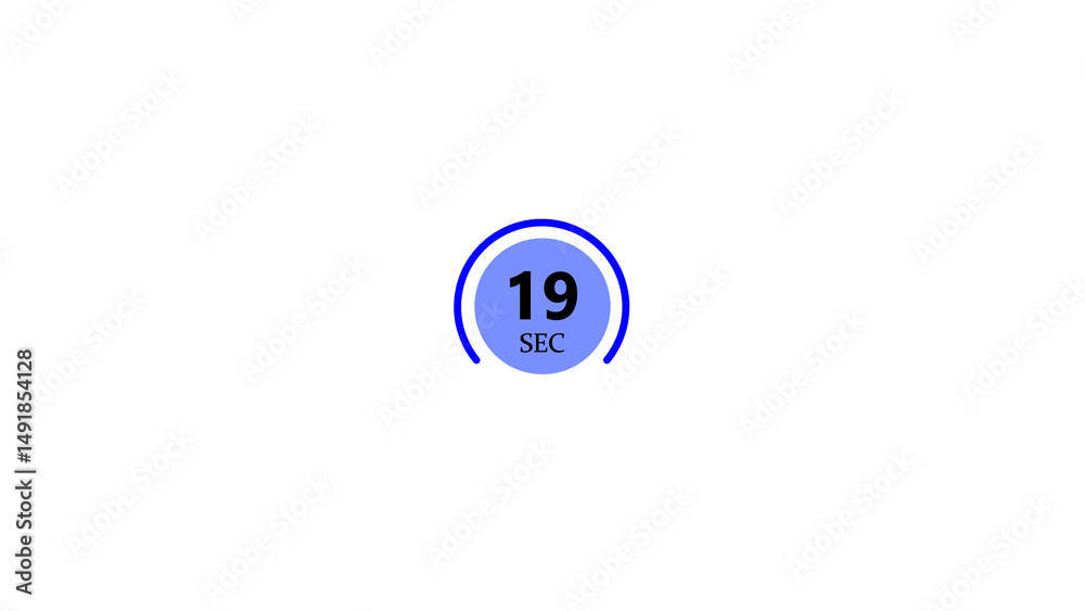 Poster a clean minimalist design featuring a blue circular timer displaying the number 19 with the abbrevia