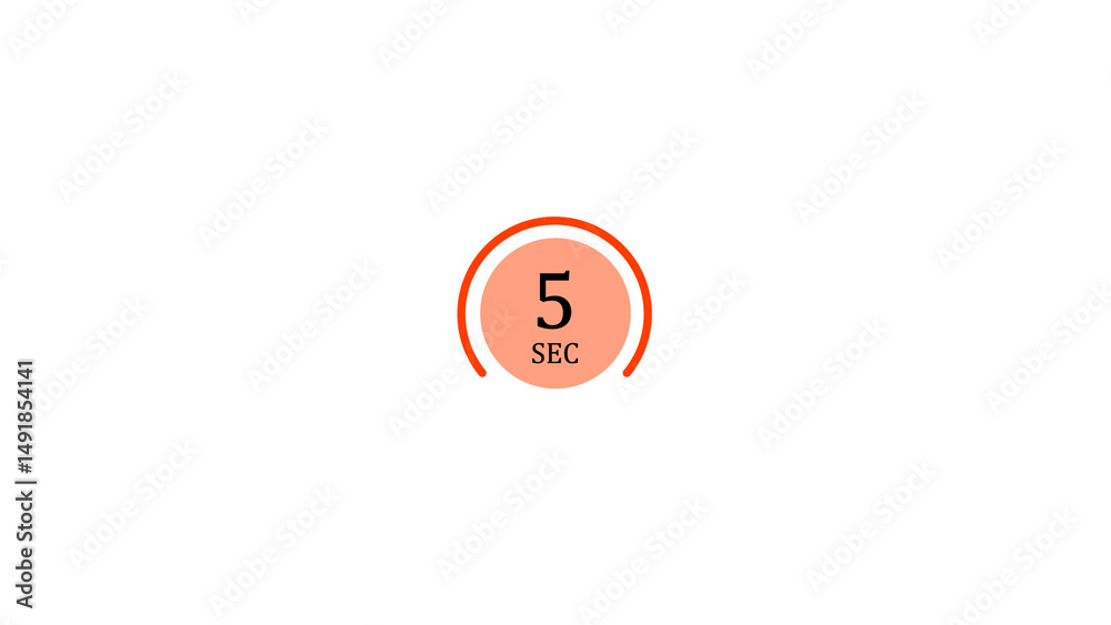 Poster a simple design with a timer indicating five seconds with a circle and a semicircle in a light orang