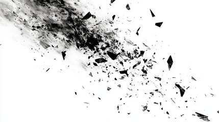 Fototapeta premium Abstract shattered pieces against a white background