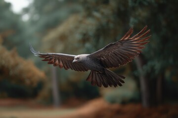 Obraz premium Bird Flying with Wings Spread in Nature