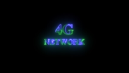 Illuminated 4g network text in green and blue on black background ideal for digital communication and technological connectivity
