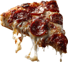 Pepperoni Pizza Slice with Melted Cheese and Crispy Crust