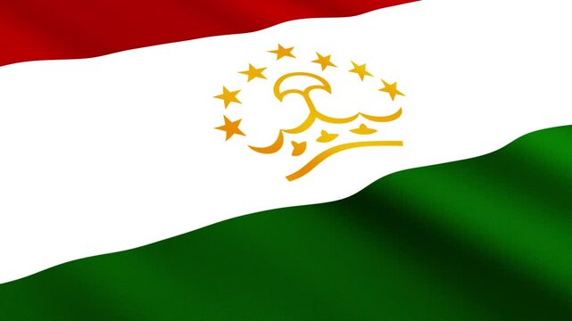 Tajikistan Flag Waving Gently in the Wind, Close-Up Full-Frame Perspective, Soft Fabric Texture, Slow Motion, Natural Movement, Waving Flag Background