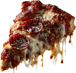 Pepperoni Pizza Slice with Melted Cheese and Crispy Crust