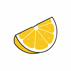 Slice of citrus fruit, with segments & seeds, on white background