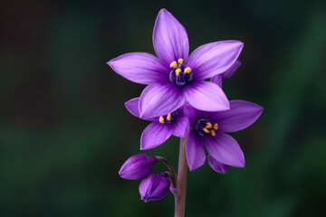 Blooming Purple Flower with Yellow Center in Natural Light