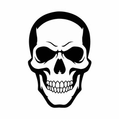 Fototapeta premium Skull half face in black and white, top view of sinister design