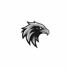 Obraz premium Monochrome fierce eagle head illustration on white