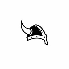 Naklejka premium Helmet w/ horns, graphic black and white design, icon. Bold illustration and minimalist