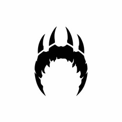 Obraz premium Black silhouette of sharp fangs and teeth on a white background