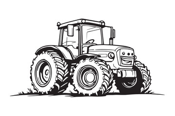 Tractor line art and black color