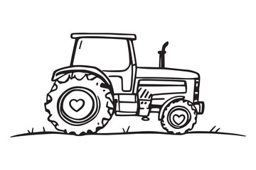 Tractor line art and black color