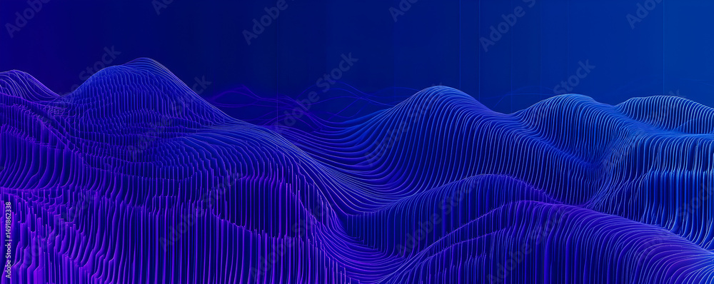 Poster abstract digital landscape illustration with dynamic lines futuristic background represents data pro
