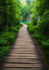 Obraz premium Emerald Forest Path: A Serene Journey