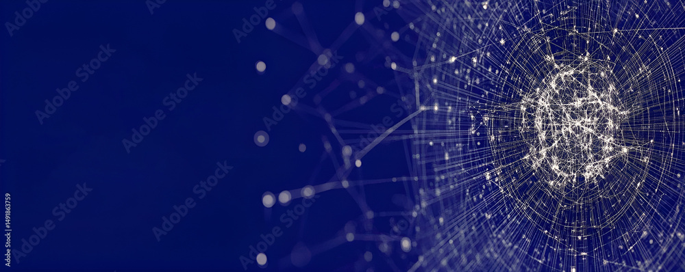 Aufkleber abstract network connection design representing digital data flow with blue background