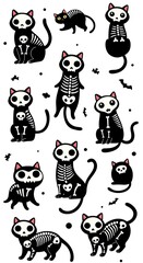 Spooky Skeletal Cats' Parade AI Generated