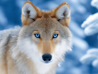 Obraz premium captivating close-up of a wild wolf's face with intelligent eyes and a textured coat