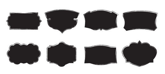 Vintage decorative label and badge shape set, elegant ornaments, borders banners, panel, classic label shape design elements Vector illustration collections
