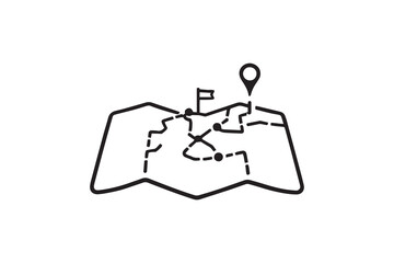 Travel Map line art and black color 