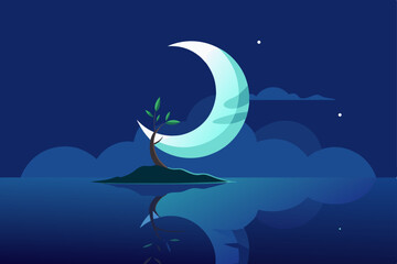 Obraz na płótnie Canvas moon in the sea