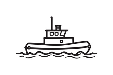 Obraz premium Tugboat line art and black color