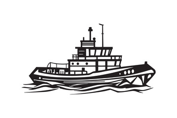 Tugboat line art and black color