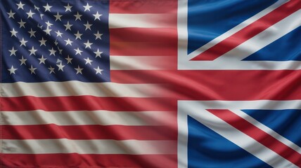 United States and United Kingdom flags combined with fabric folds.