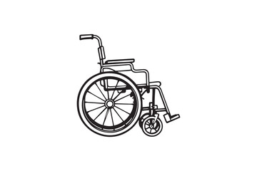 Fototapeta premium Wheelchair line art and black color