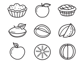 Delicious apple pie food line art vector design