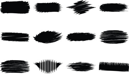 Brush Set of black paint, ink brush strokes vector illustration on white background.