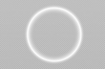 Glowing circular background. Light circle white swirl. Curved white line light effect. Glowing white speed circle