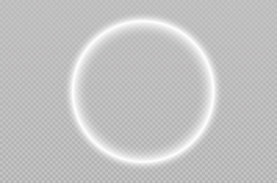 Glowing circular background. Light circle white swirl. Curved white line light effect. Glowing white speed circle