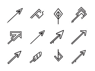 arrow left line art icon set for web and print