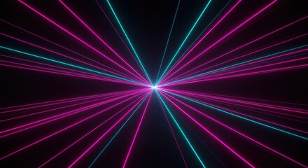 Abstract Neon Laser Light Rays Background