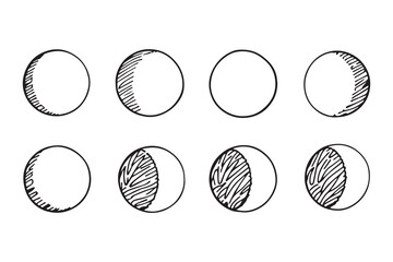 moon line art and black color 