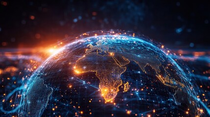 Interconnected World: A digital representation of global connectivity and data flow