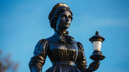 A statue of a woman holding a lantern