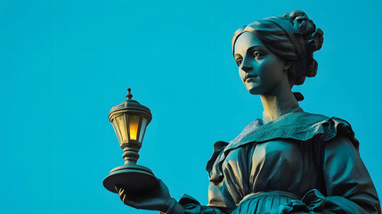 A statue of a woman holding a lantern