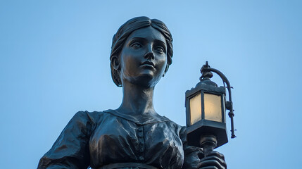 A statue of a woman holding a lantern
