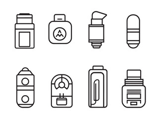 Asthma inhaler medical device vector line drawing