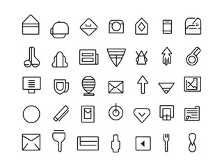 Minimalist asset icon collection in clean line art style