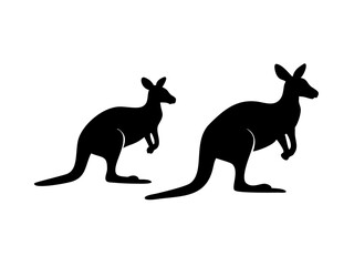 Two Kangaroos Standing Silhouettes