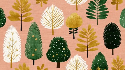 Close-up of a stylized tree pattern in white on a vibrant pink background, perfect for design projects.