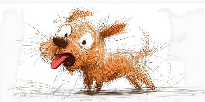 A  hand-drawn illustration of a scared dog.