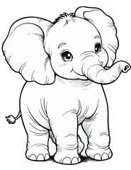 Adorable Elephant Line Drawing